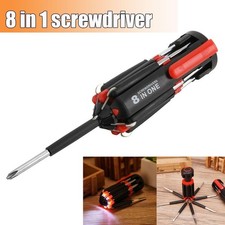 8 in 1 Screwdriver With 6 LED Torch Flash Lights Multi-Functional Repair Tools-
