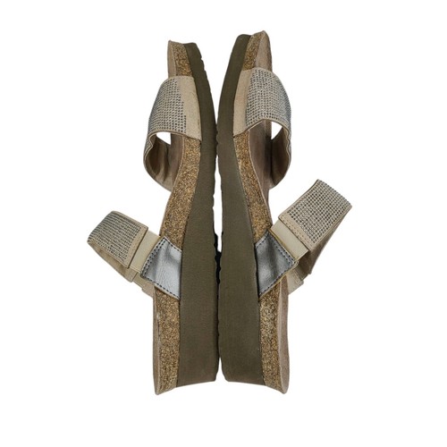 Naot Bianca Rivet Tan Leather & Silver Rhinestone Wedge Sandals Women's Size 11 - Picture 6 of 13