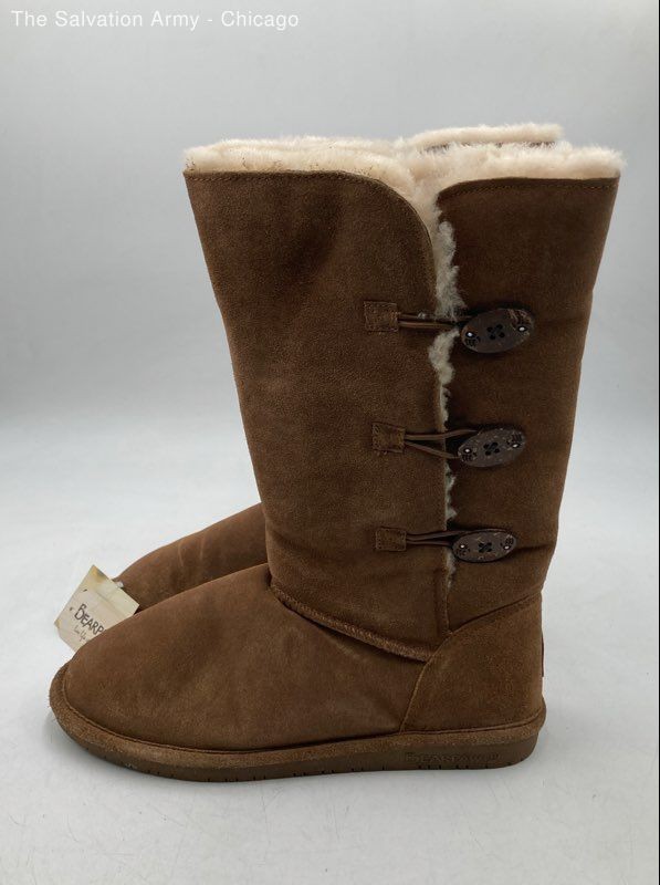 Bearpaw Womens Tan Suede Round Toe Mid-Calf Winter Snow Boots Size US 11