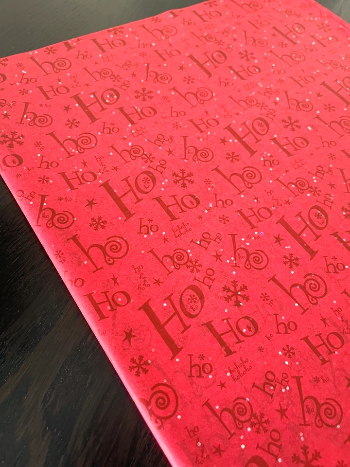 HO HO HO Red Design Tissue Paper Sheets Choose Size & Package Amount - Image 3 of 4