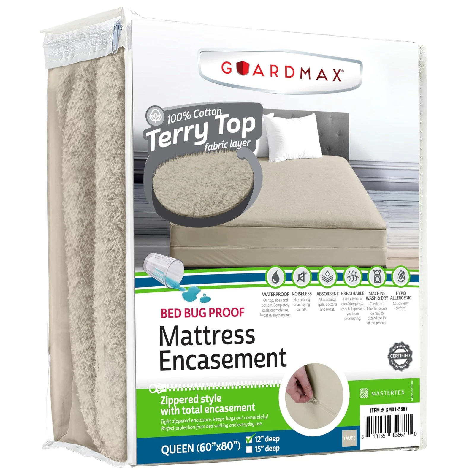 Queen Mattress Encasement Zippered, 100% Waterproof Mattress Protector, Soft ...