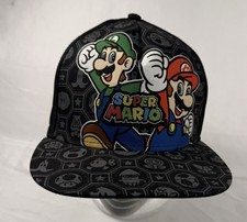 Super Mario Brothers, Mario And Luigi Black Snapback Nintendo Ball Cap Z2 Hat