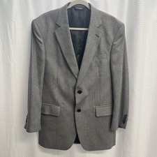 Jos.A Bank Men  s Silk Wool Blend Black Glen Plaid Blazer 40R Old Money