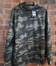 NWT Under Armour Boys YXL Loose Camo Fleece Hoodie Sweatshirt Gray Black BL22
