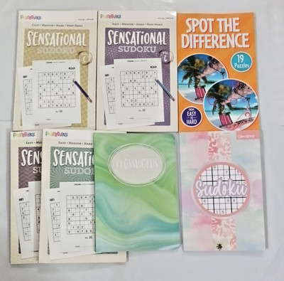 Books Sudoku, crosswords, spot the difference. You get all 7 activity books.
