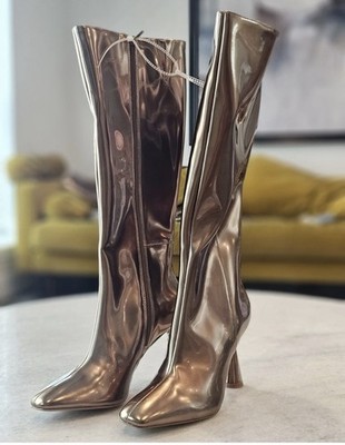 Gianni BiniIndy Mirror Metallic Stiletto Tall Boots 9m