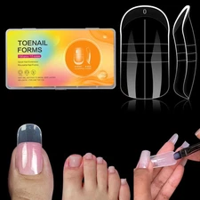 Toe Dual Forms for Poly Gel, 150PCS French Nail Forms for Toes, 15 Sizes Clea...