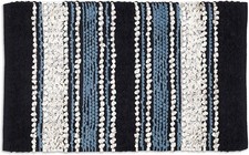 Chenille Cotton Bath Mat Navy Soft Absorbent Shower Rug Non Slip 20x32 Inch