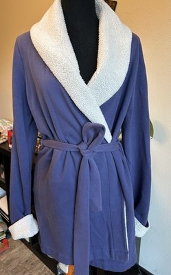 Victoria s Secret Y2K Purple Fleece Robe Short Sz Small Cozy Loungewear Bathrobe