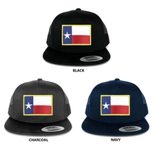 FLEXFIT 5 Panel Texas State Flag Embroidered Iron Patch Snapback Mesh Back Cap