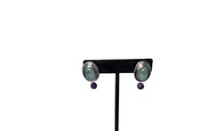 AMY KAHN RUSSELL Designer Signed STER. SILVER GEMSTONE PIERCED EARRINGS Jewelry