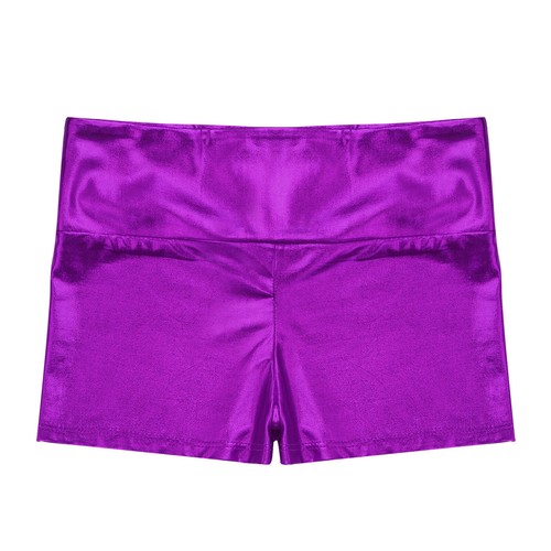 Kids Girls Dance Shorts Shiny Metallic Gymnastics Hip Hop Bottoms Sports Trunks - Picture 22 of 56