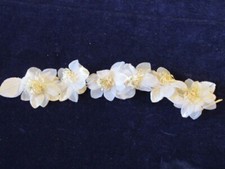 Vintage Millinery Flower Ivory w/ Blue 14  Trim for Hair Bridal Headpiece NH8
