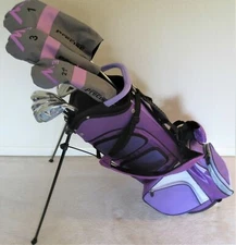 NEW Tall Ladies M3 Golf Set Complete Driver Wood Hybrid Irons Putter Stand Bag