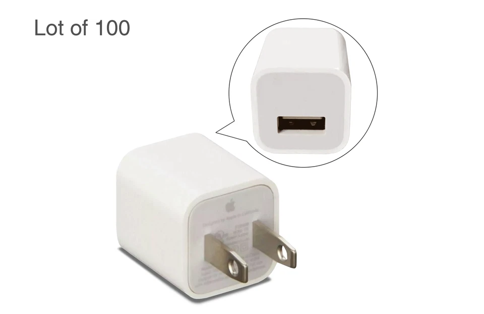 Lot of 100 Apple 5W USB Wall Charger Cube USB-A Power Adapter for iPhone iPad - Image 4 of 4