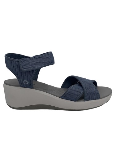 CLOUDSTEPPERS by Clarks Wedge Sport Sandals Step Cali Skye Blue Grey | eBay