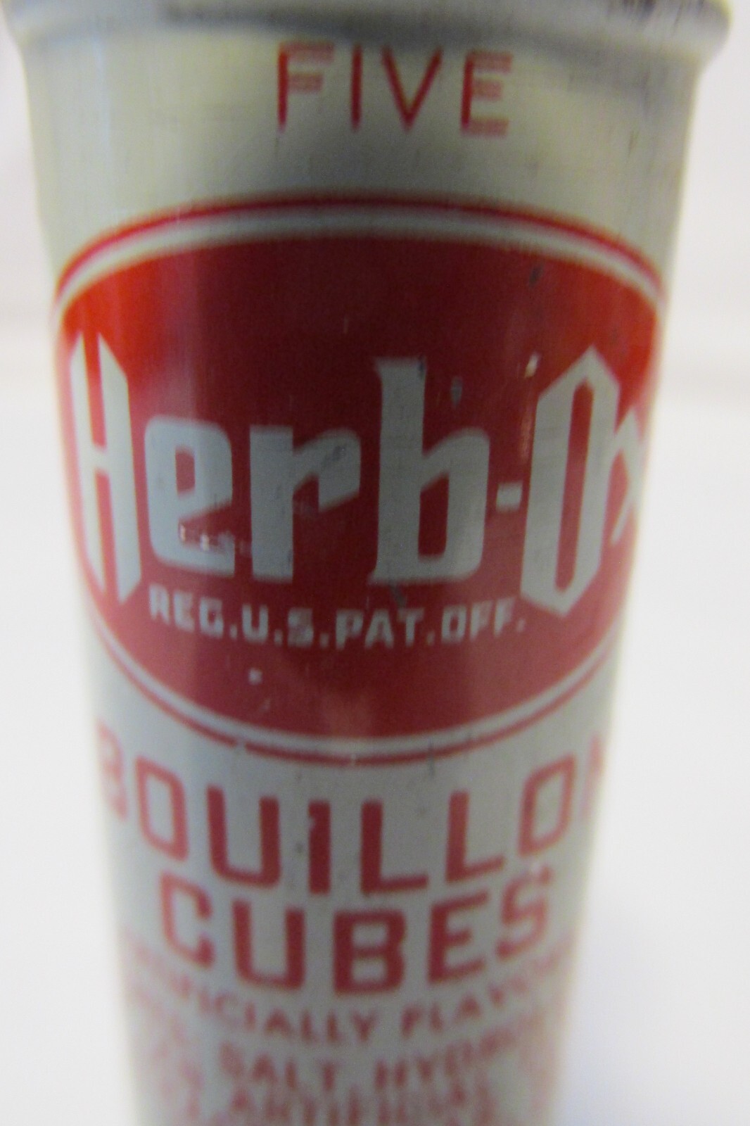Vintage Red Herb-Ox Bouillon Cubes Advertising Tin Can Mamaroneck NY 