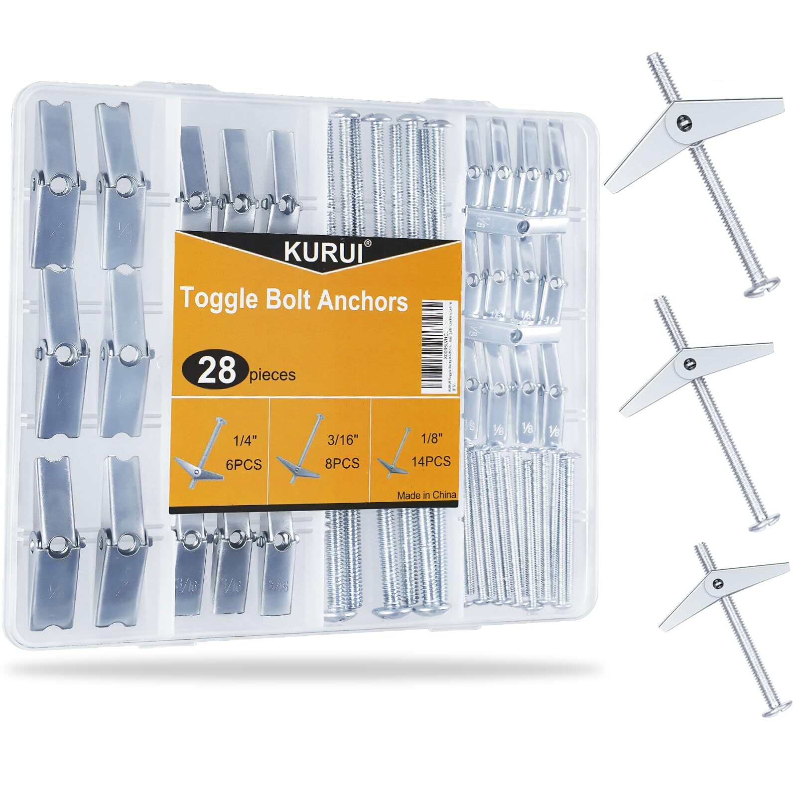 28Pcs Heavy Duty Hollow Wall Anchors with Toggle Bolts for Drywall and Ceiling Mounting