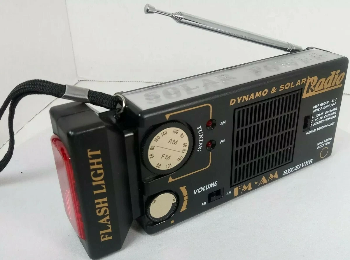 Vintage Dynamo & Solar, Battery & Crank AM/FM Radio Receiver For Survival