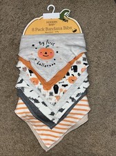 Modern Baby Halloween Bibs Set of 8 Bandanna Snap 2-Ply Bibs NEW 1st Halloween