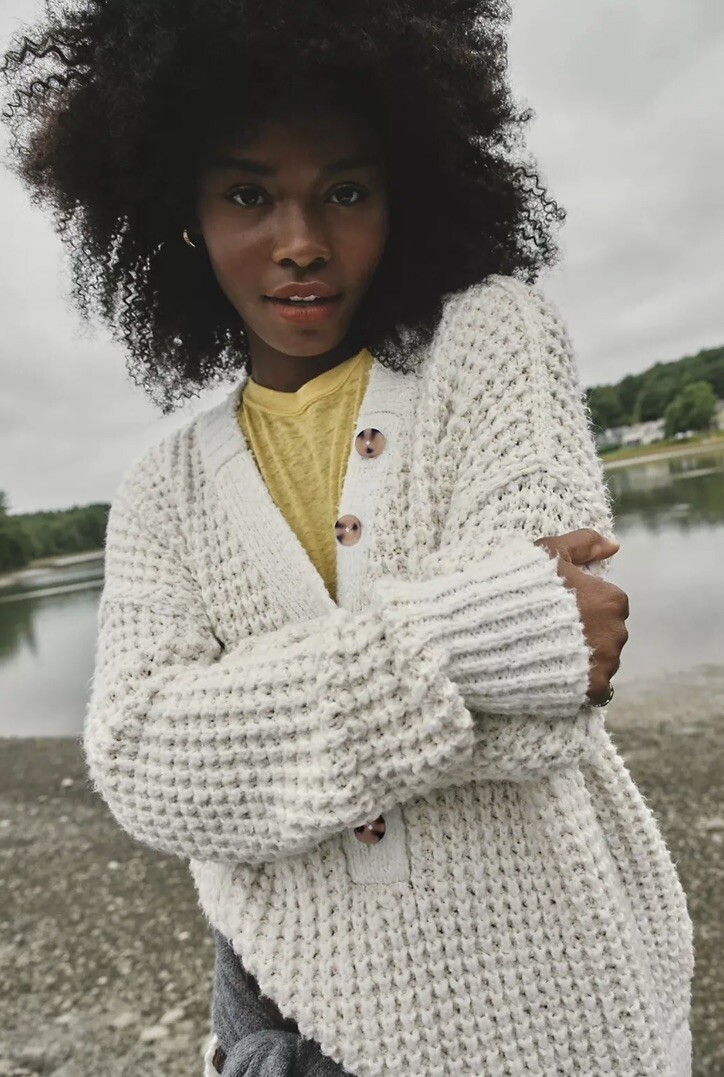 Free People Whistle Thermal Henley Jumper Sweater White XS eBay