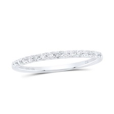 14kt White Gold Womens Round Diamond Wedding Band 1/6 Cttw