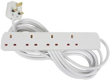 Image of Mercury 430.005UK 4 Gang Extension Lead, 5.0m White, 13A UK Plug