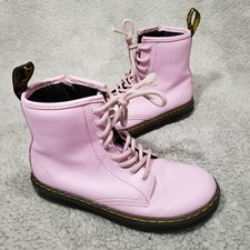 Doc Martens Kids Zavala J Combat Boots Size 3 Pastel Pink Lace Up Punk Grunge