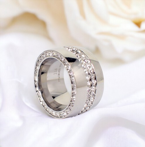 Edelstahlringe Damen Ring Zirkonia Steine Massiv Wuchtig 15mm Rose Silber Beauty - Bild 6 von 12