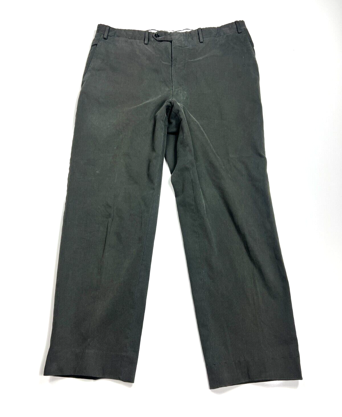 Canali Corduroy Pants Gray Flat Front Straight Fit Italian Cotton Men's 36X29