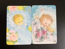 Baby Boy Girl Teddy Bear VINTAGE 70s Greythorne Kids Cartoon Retro Swap Cards x2
