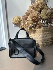 Lindsey Nicole Jet Tribeca Medium Satchel Black Leather Shoulder Bag