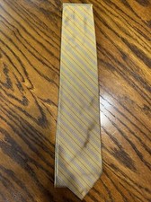 Brooks Brothers Makers All Silk Hand Made USA Mens Gold Striped Vintage