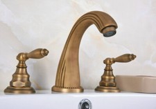 Antique Brass Widespread Bathroom Faucet Vanity Sink 3-Hole Dual Handles Taps