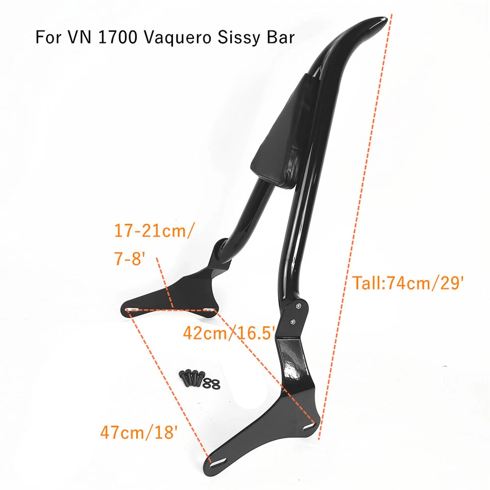 Barra Sissy para Kawasaki Vulcan VN1700 Vaquero con portaequipajes respaldo pasajero Foto 3 de 4