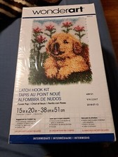 WonderArt  Flower Pup Latch Hook Kit 426121 Golden Retriever