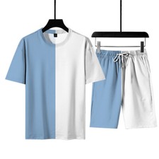 Men Summer Outfit 2-Piece Set Short Sleeve Shirt and Shorts Sweatsuit Set