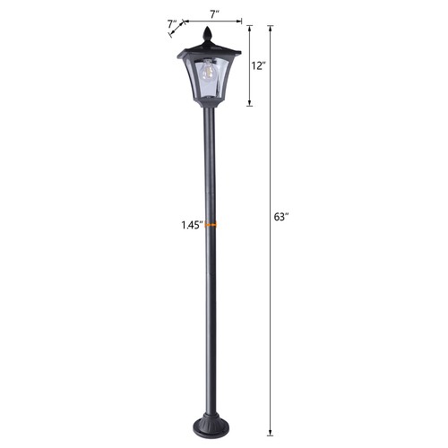 63" Outdoor Solar Lamp Post Light w/ Planter Waterproof Solar Post Street Lamp - Picture 11 of 14