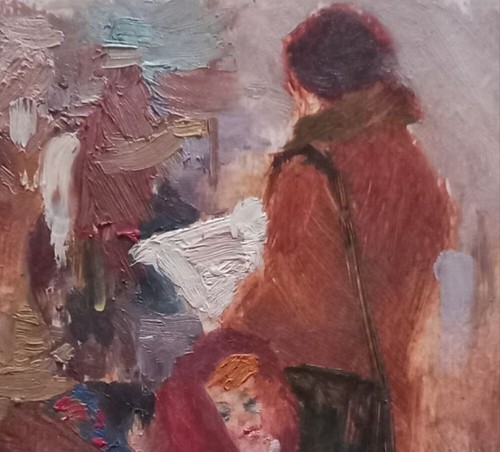 Oil painting Etude Ukrainian painter cardboard original primitive portrait art - Picture 3 of 6
