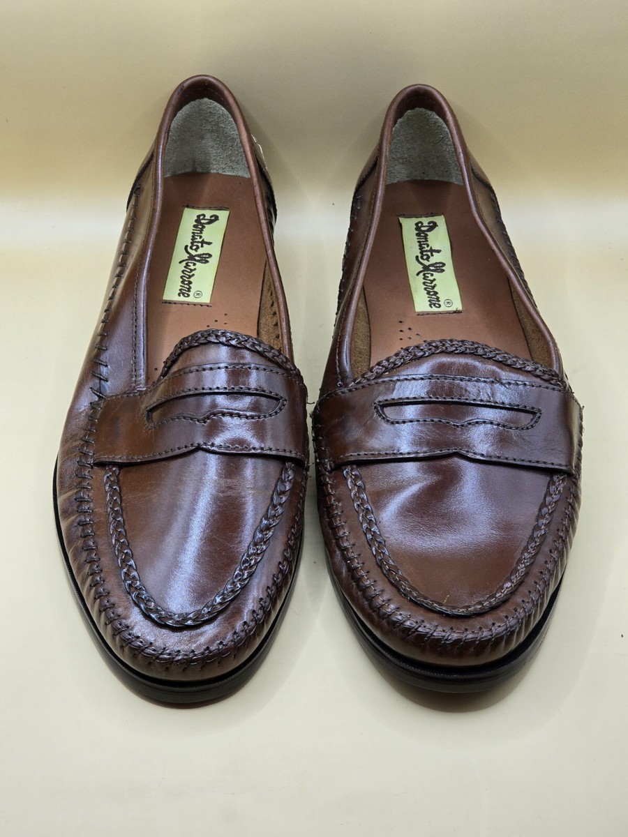Donato Marrone-Vintage Leather Brown Dress Slip On - Men display picture 1