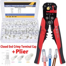 350PCS Closed End Crimp Connectors 22-10AWG Close End Connector Cap with Crimper