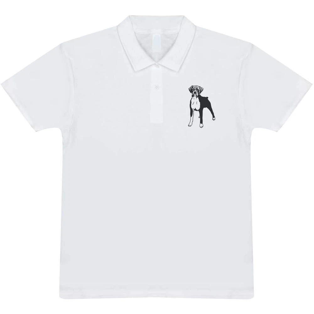 Boxer Dog Embroidered Contrast Polo Shirt