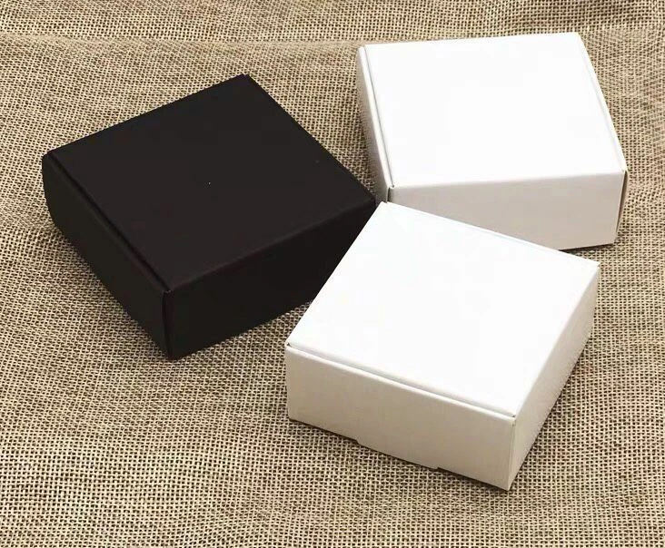 1000x Black White Kraft Paper Box Handmade Soap Product Packaging 7.5x7.5x4.5cm - Image 2 of 4