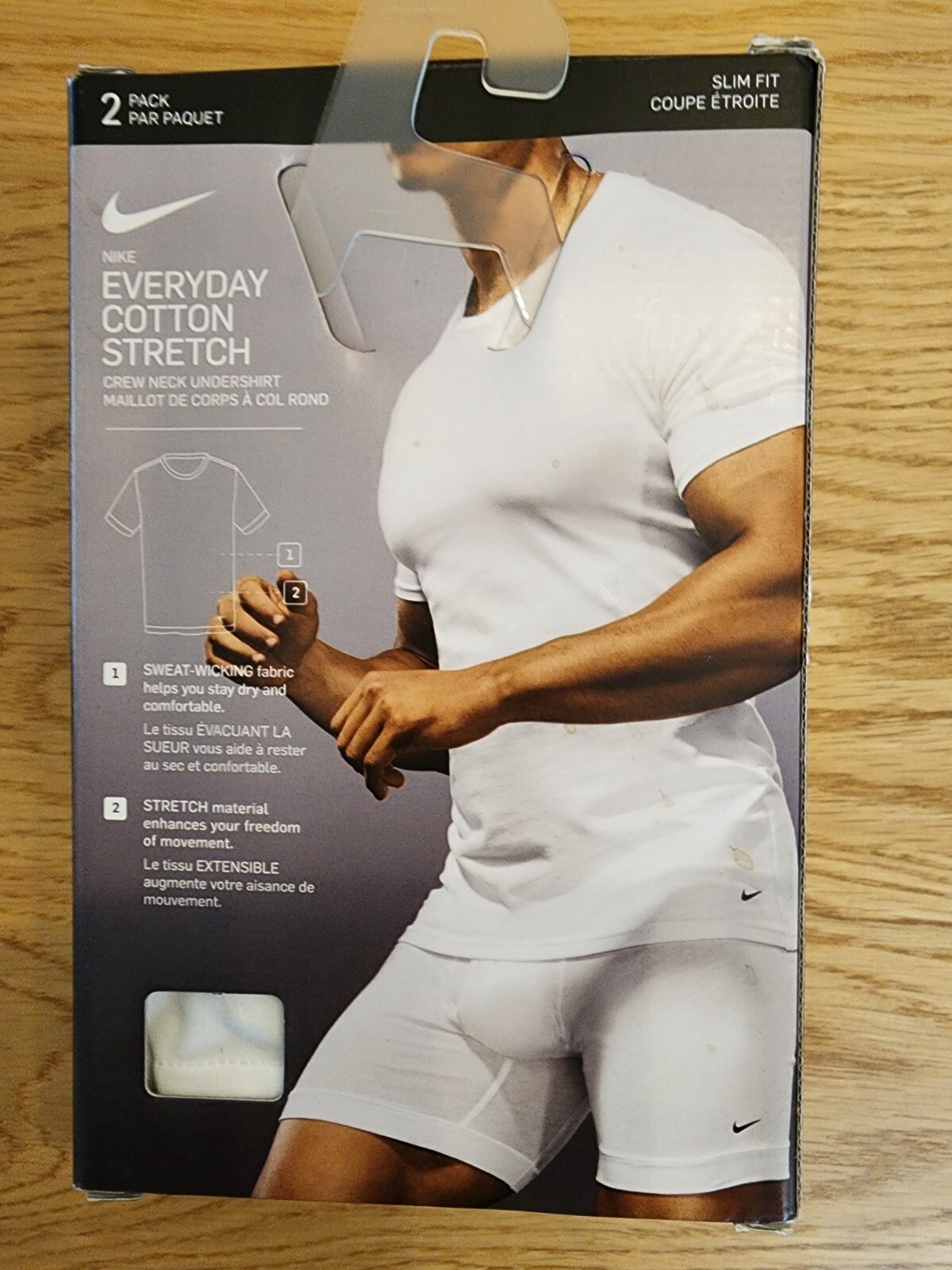 Nike 2Pk Crew Every Cotton Stretch Size Small Mens Active Shirts & Tees