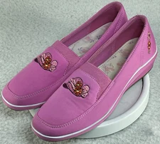 Keds Grasshoppers Shoes Womens 10W Pink Red Hat Society Slip On Wedge Heel