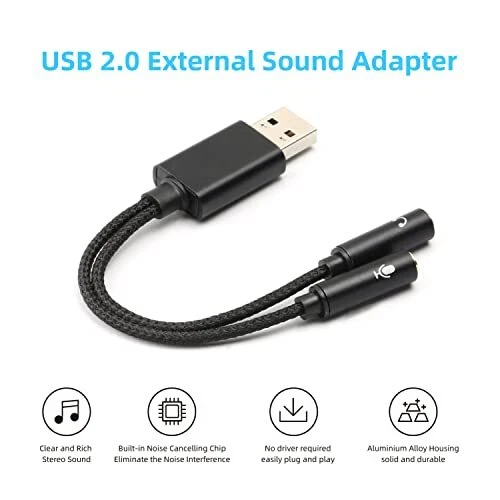 Usb To Dual 3.5mm Audio Jack Adapter Micsupported Headphone
