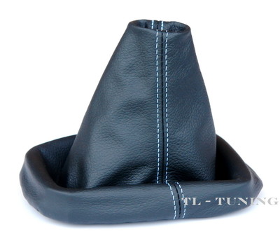Schaltsack Schaltmanschette FADEN BLAU passend für VW LUPO, NEW BEETTLE / Leder