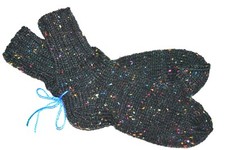 NEW Hand Knitted Wool Ease Women's Boot Socks 7-9 Black Sprinkles Machine Wash