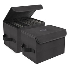 2 PCS 7 Inch Vinyl Record Storage Box Nylon Foldable LP Organizer Case