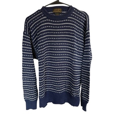 Vtg 80s 90s Eddie Bauer Black Label Sweater M/L Birdseye Blue